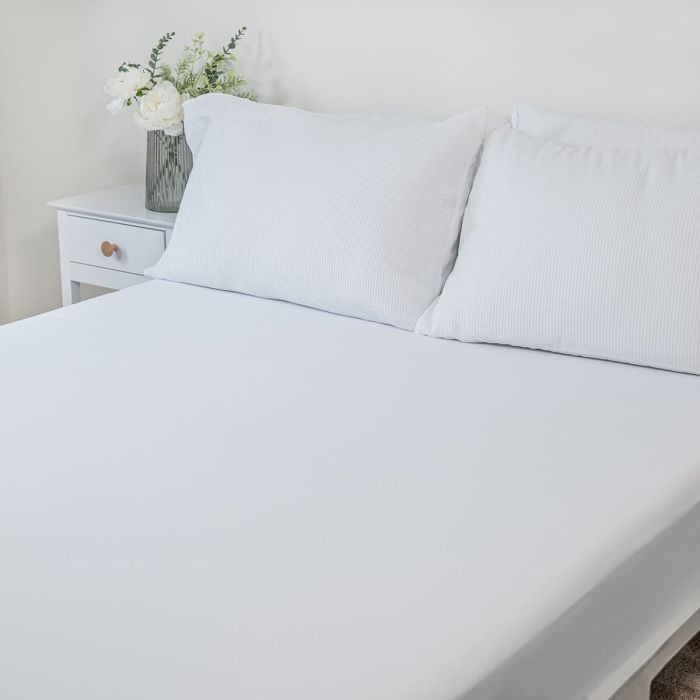 100% Cotton Waterproof Fitted Mattress Protector Single - protector on mattress