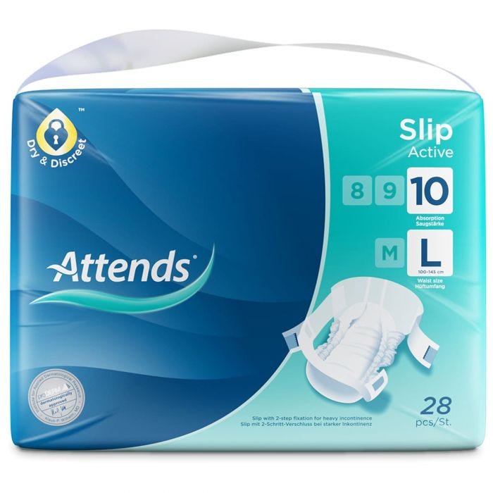 Multipack 2x Attends Slip Active 10 Large (3128ml) 28 Pack