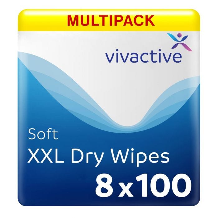 Multipack 8x Vivactive Soft XXL Dry Wipes 100 Pack