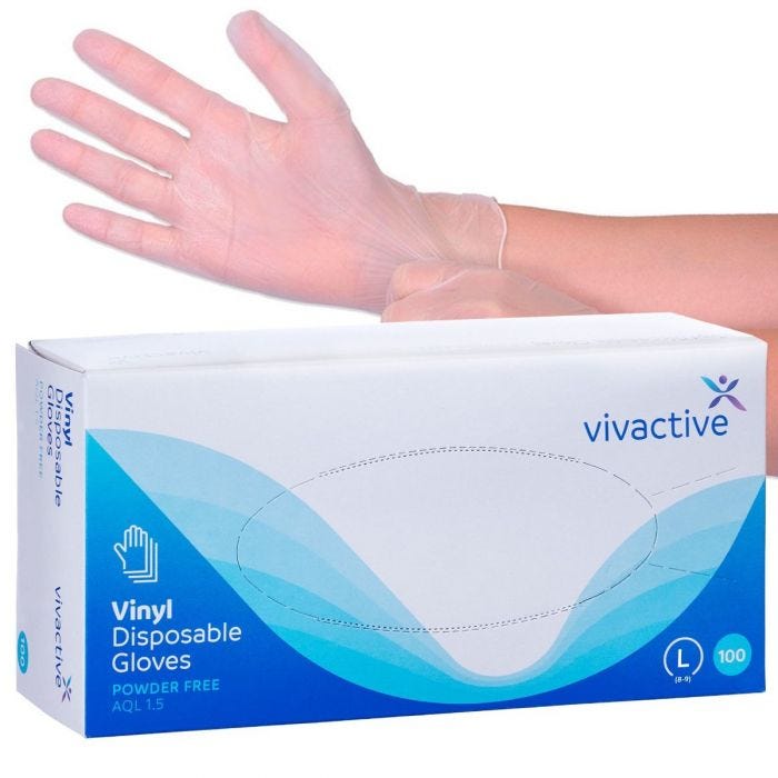 Vivactive Vinyl Gloves Large 100 Pack | AgeUKIncontinence.co.uk