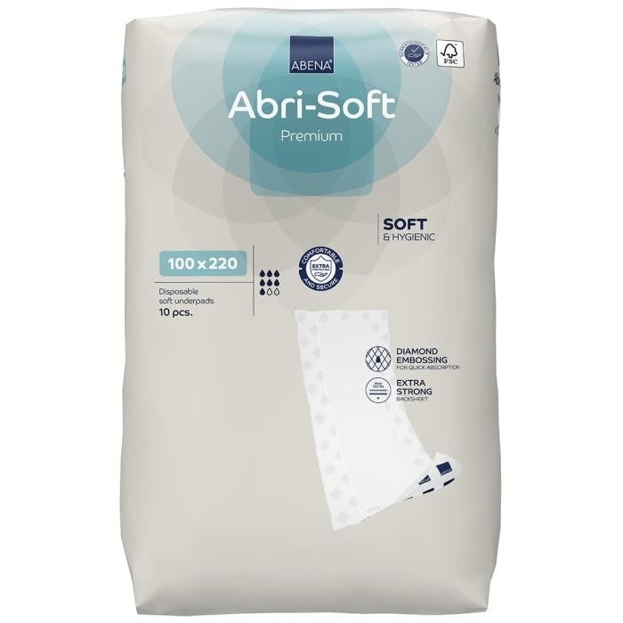 Multipack 2x Abena Abri-Soft Premium Underpad 100x220cm (4500ml) 10 Pack