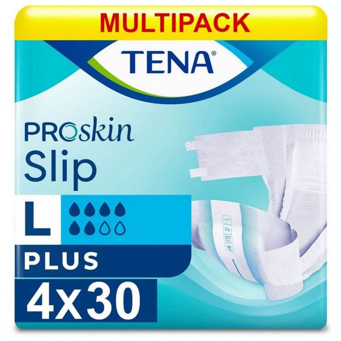 Multipack 4x TENA Slip Plus Large (2350ml) 30 Pack