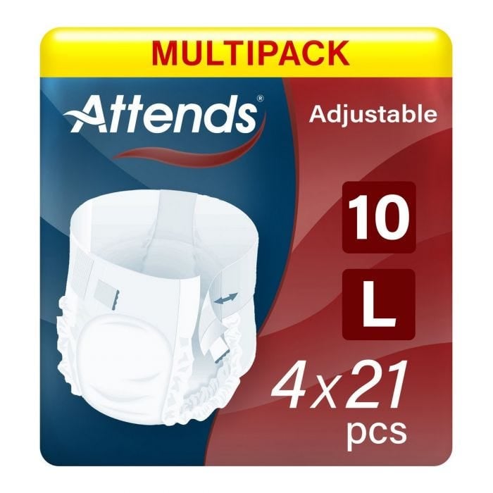 Multipack 4x Attends Adjustable 10 Large (3896ml) 21 Pack