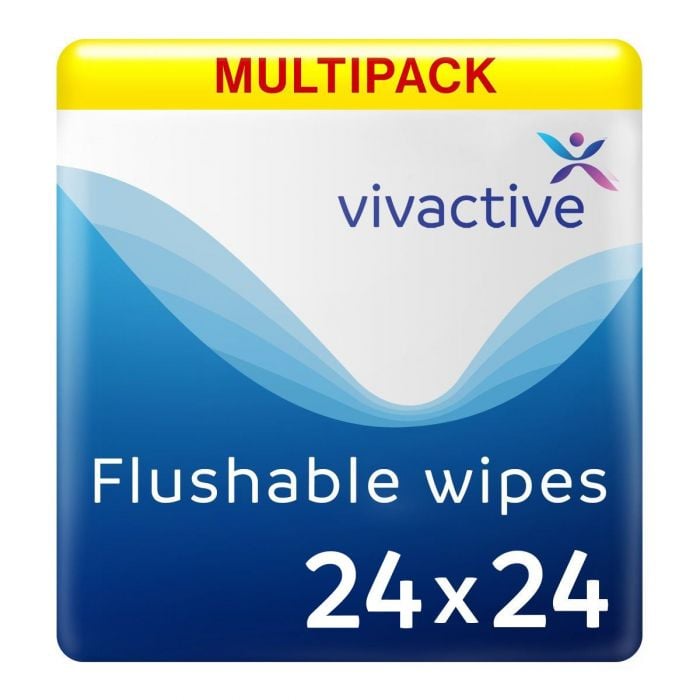 Multipack 24x Vivactive Flushable Wet Wipes 24 Pack