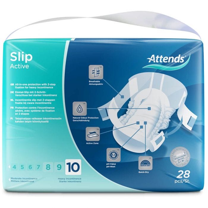 Multipack 4x Attends Slip Active 10 Medium (2938ml) 28 Pack