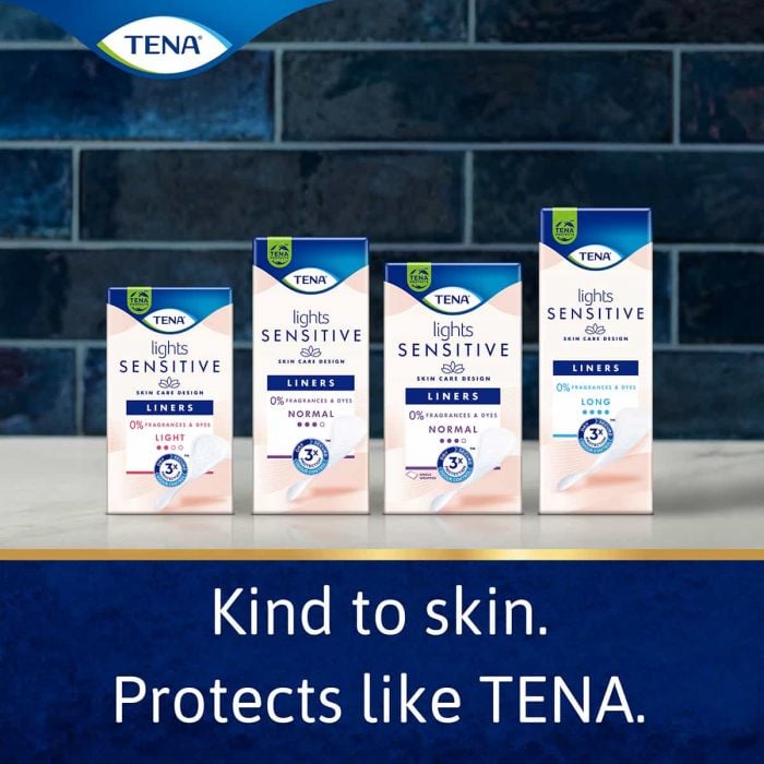 Multipack 5x TENA Lights Sensitive Liners Normal Single Wrap (90ml) 22 Pack