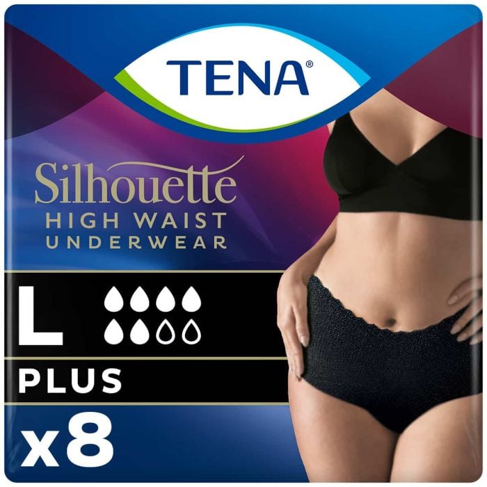 TENA Silhouette Plus High Waist Pants Noir Large (1010ml) 8 Pack