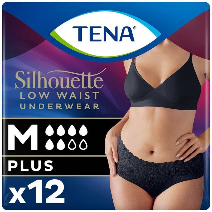 TENA Silhouette Plus Low Waist Pants Noir Medium (750ml) 12 Pack