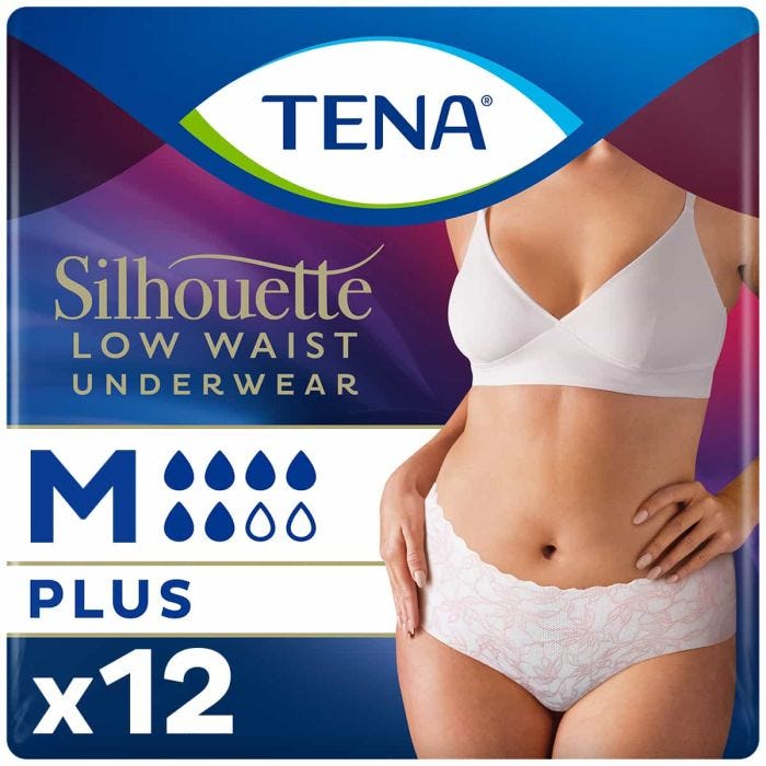 TENA Silhouette Plus Low Waist Pants White Medium (750ml) 12 Pack - mobile