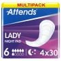 Multipack 4x Attends Lady Night Pad 6 (1124ml) 30 Pack