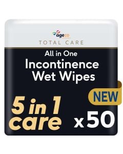 Age Co All in one Incontinence Wet Wipes 50 Pack - new pack