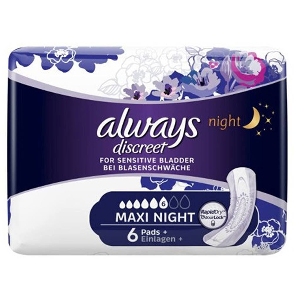 Always Discreet Pads Maxi Night - 6 Pack | Age Co Incontinence ...