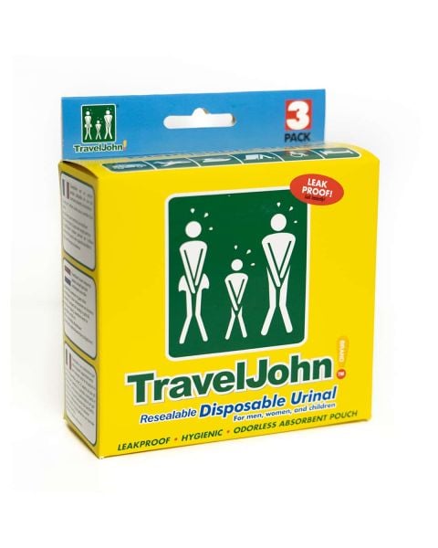 TravelJohn Plastic Resealable Disposable Urinal 3 Pack