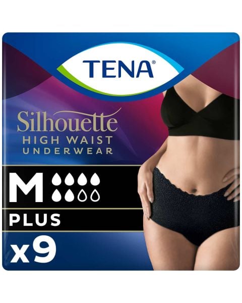 TENA Silhouette Plus High Waist Pants Black Medium (1010ml) 9 Pack