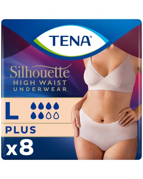 TENA Silhouette Plus High Waist Pants Cream Large (1010ml) 8 Pack