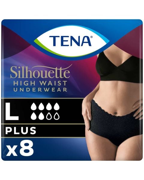 TENA Silhouette Plus High Waist Pants Noir Large (1010ml) 8 Pack