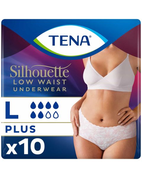 TENA Silhouette Plus Low Waist Pants White Large (750ml) 10 Pack